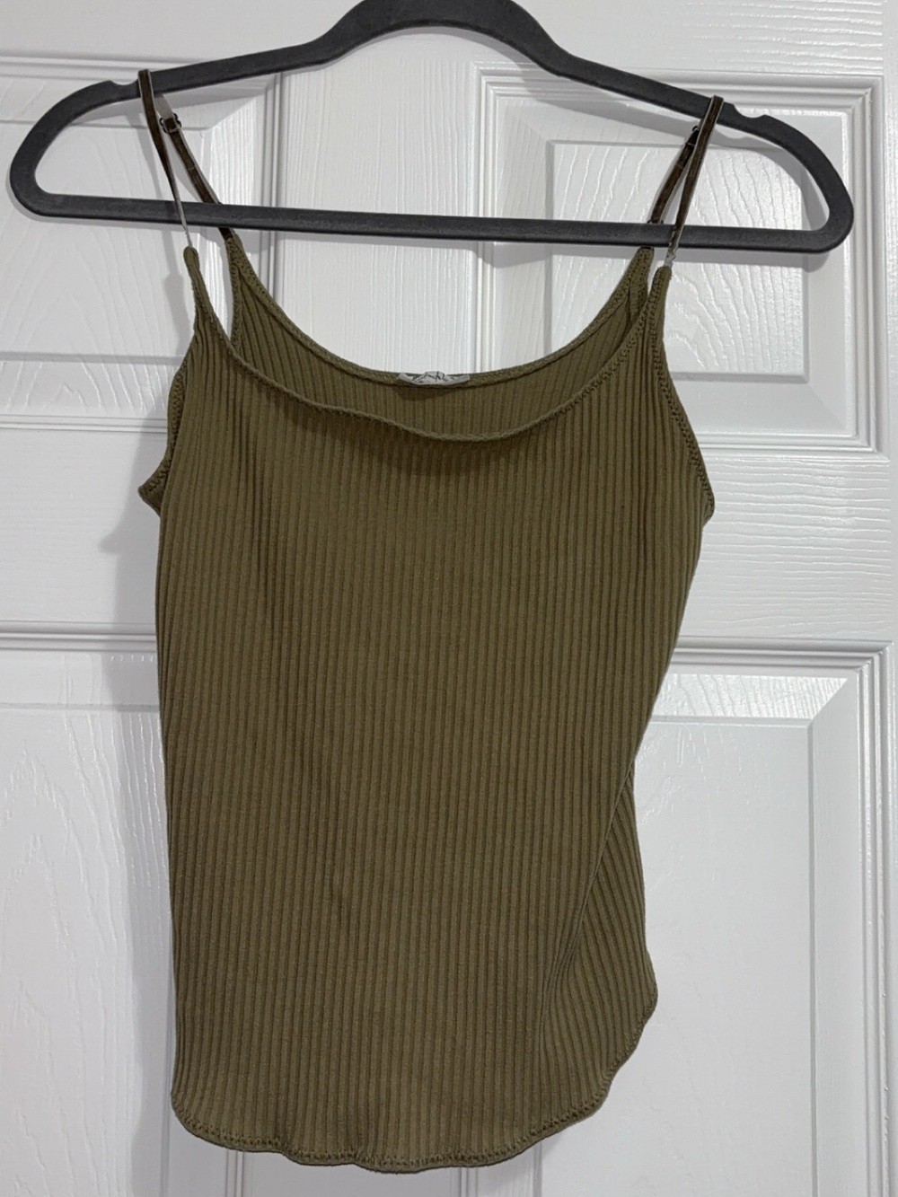 Free People Olive Ribbed Spaghetti Strap Cami